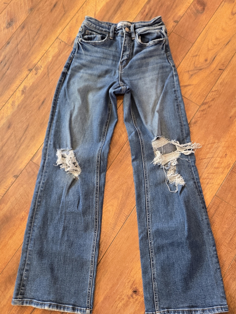 Flying Monkey Distressed Blue Baggy Wide Leg